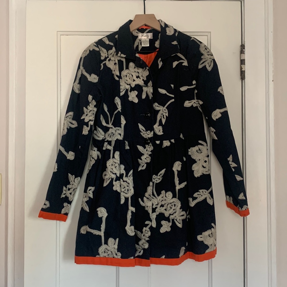 Freeway Womens Embroidered Navy Jacket